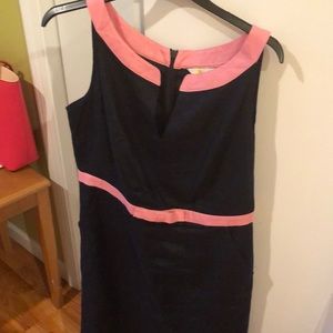 Boden linen dress in navy & pink!